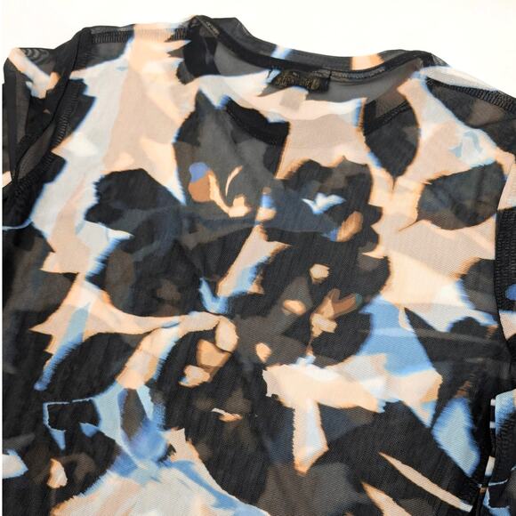 AFRM Women's Long Sleeve Power Mesh Top Shadow Floral Thumb Hole Size M - Picture 11 of 11